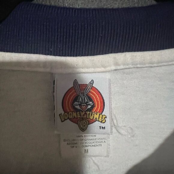 Vintage Looney Tunes White Polo 1/4 Zip - 1998 - Picture 8 of 9